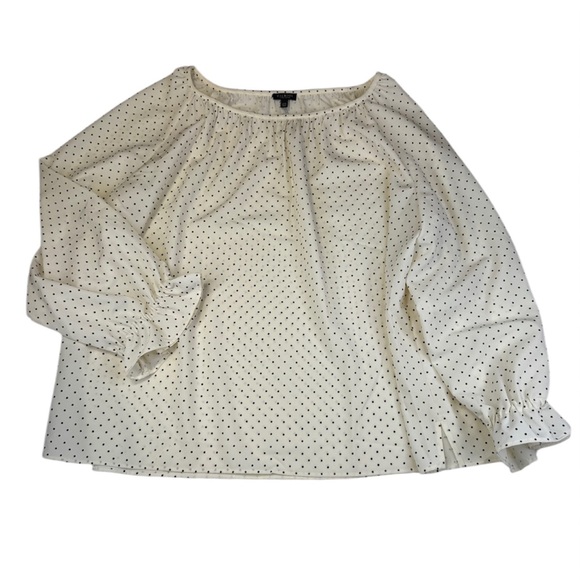 Talbots Blouse Women's Size 3 XP Cream Polyester Polka Dot Top Relax Fit Casual - Picture 1 of 13